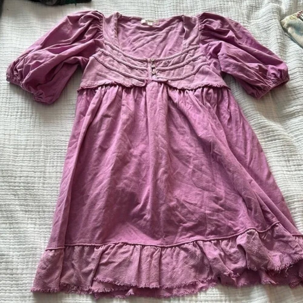 Boutique LaLavon Boho Button Front Dress | Purple Pink | Size Large